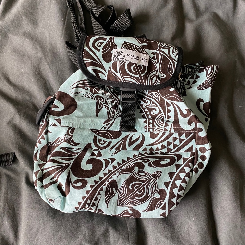 Authentic Hawaiian print small canvas backpack